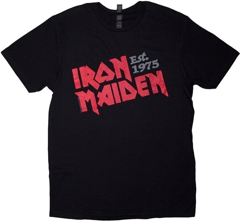 Tricou Iron Maiden Est. 1975 Slanted Logo Black 2XL Tricou