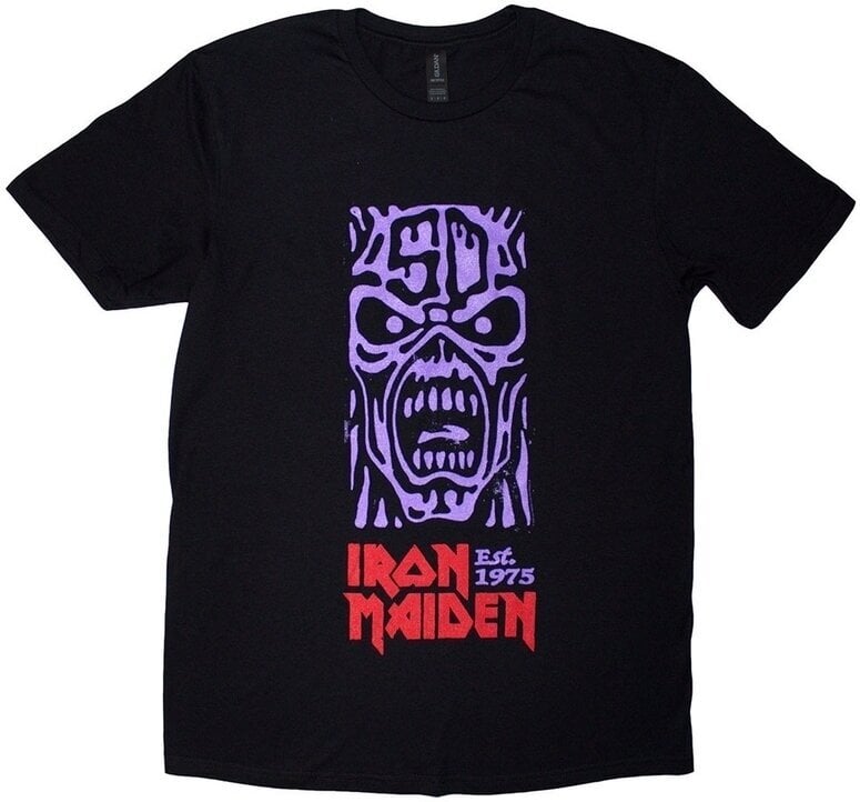 Iron Maiden Tričko Est. 1975 Stamp Logo Purple Unisex Black L