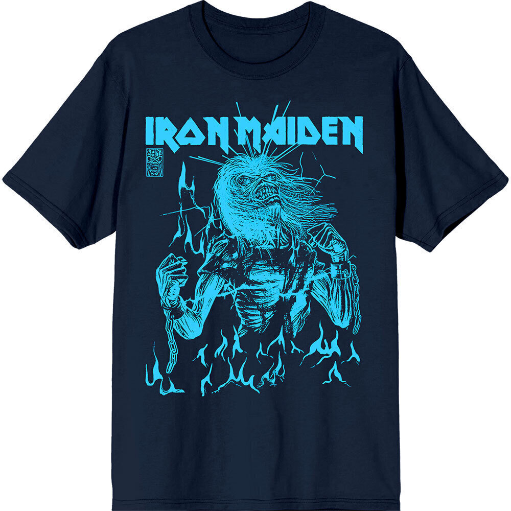 Iron Maiden Tričko 50 Life After Death Flames Blue Unisex Navy Blue S
