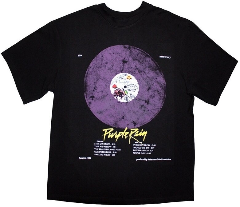 T-shirt Prince Purple Rain Disc Oversized Black M T-shirt