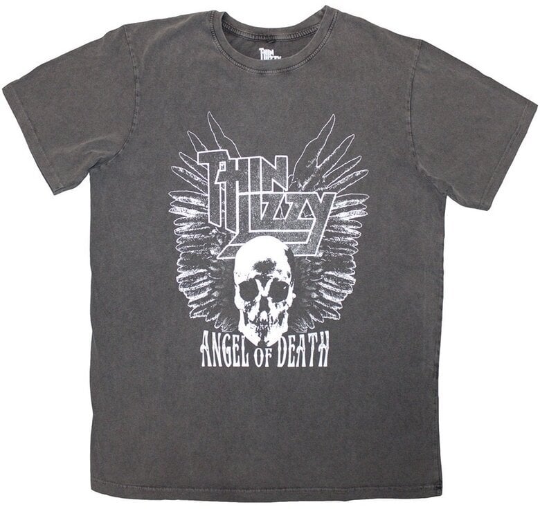 T-shirt Thin Lizzy Angel of Death Stone Wash Charcoal Grey S T-shirt