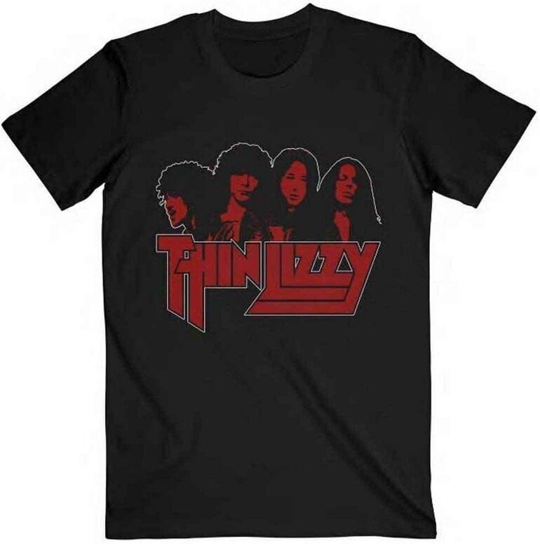 T-shirt Thin Lizzy Band Photo Logo Black XL T-shirt