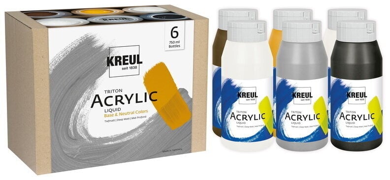 Kreul Triton Sada akrylových barev Base & Neutral Colors 6 x 750 ml