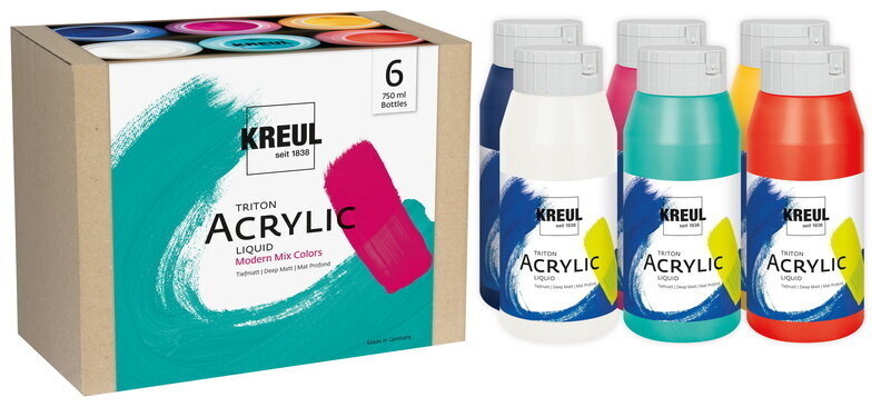 Kreul Triton Sada akrylových barev Modern Mix Colors 6 x 750 ml