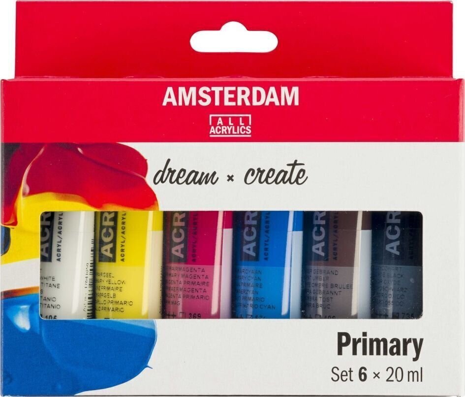 Amsterdam Relief Sada barev na sklo Primary 6 x 20 ml
