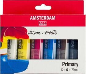 Glasmaling Amsterdam Relief Sæt med farver til glas Primary 6 x 20 ml