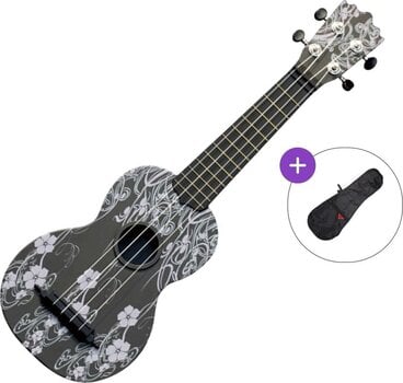 Soprano ukulele Pasadena WU-21F7-BK SET Floral Black Soprano ukulele - 1