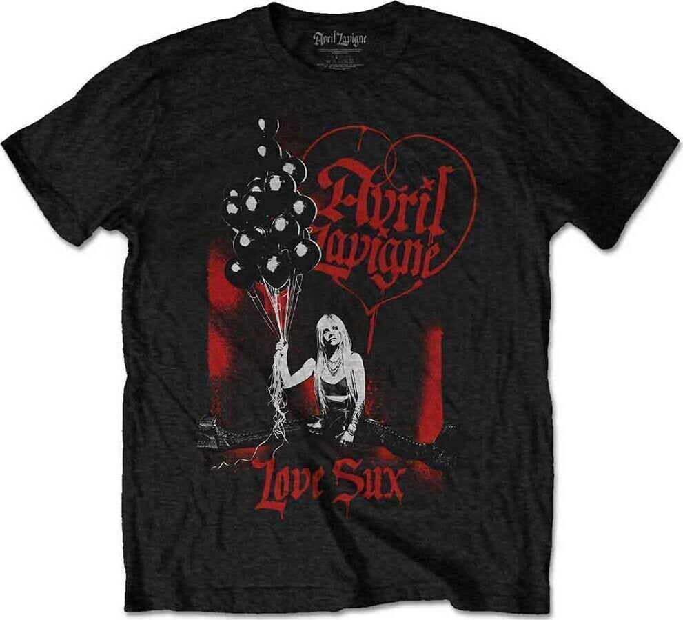 T-shirt Avril Lavigne T-shirt Love Sux Balloons Unisex Black XL