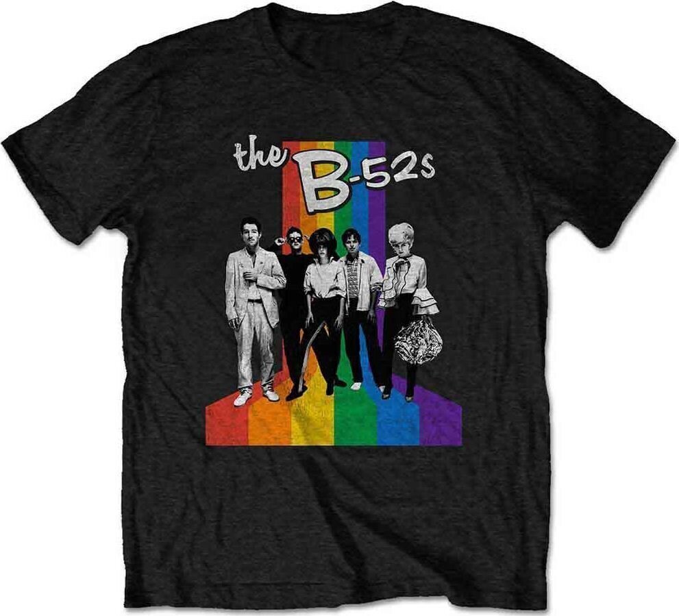 T-shirt The B-52's T-shirt Rainbow Stripes Unisex Black XL