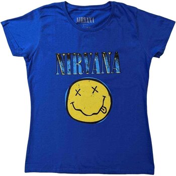 Camiseta de manga corta Nirvana Xerox Happy Face Blue S Camiseta de manga corta - 1