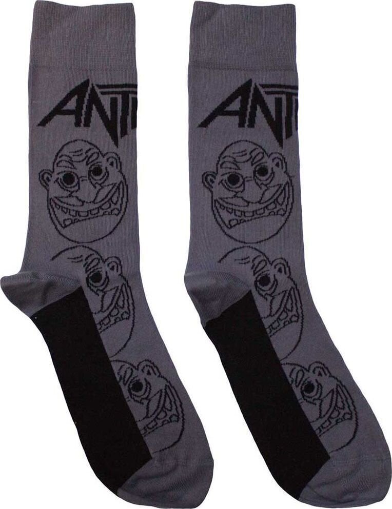Zokni Anthrax Zokni Faces Pattern Mono Charcoal Grey 40-45