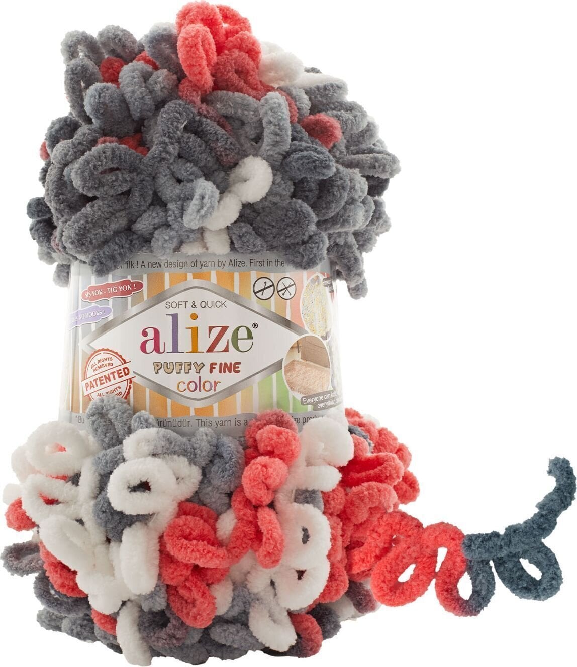 Knitting Yarn Alize Puffy Fine Color 6518 Knitting Yarn