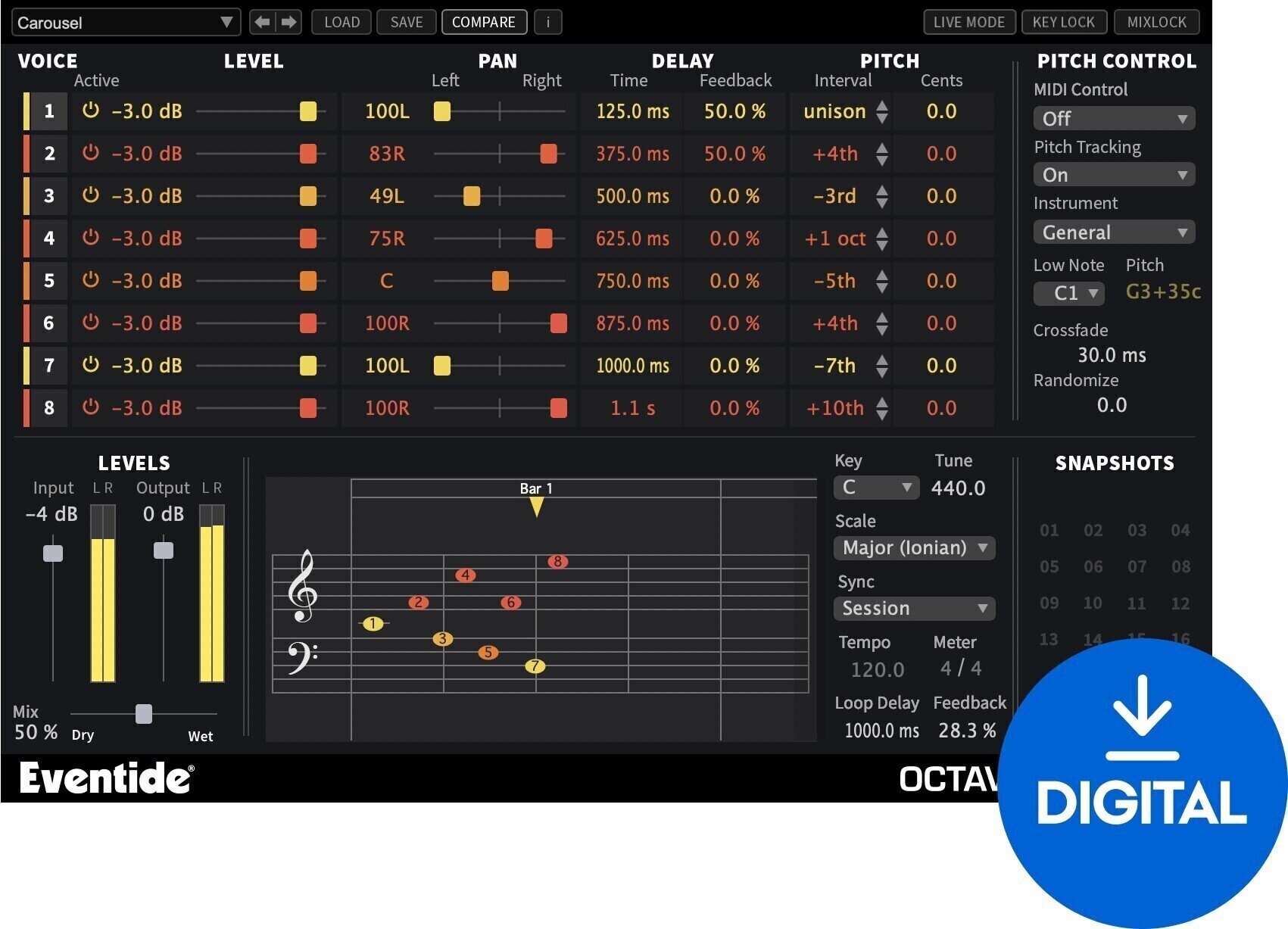 Studio-Effekt-Plugin Eventide Octavox (Digitales Produkt)
