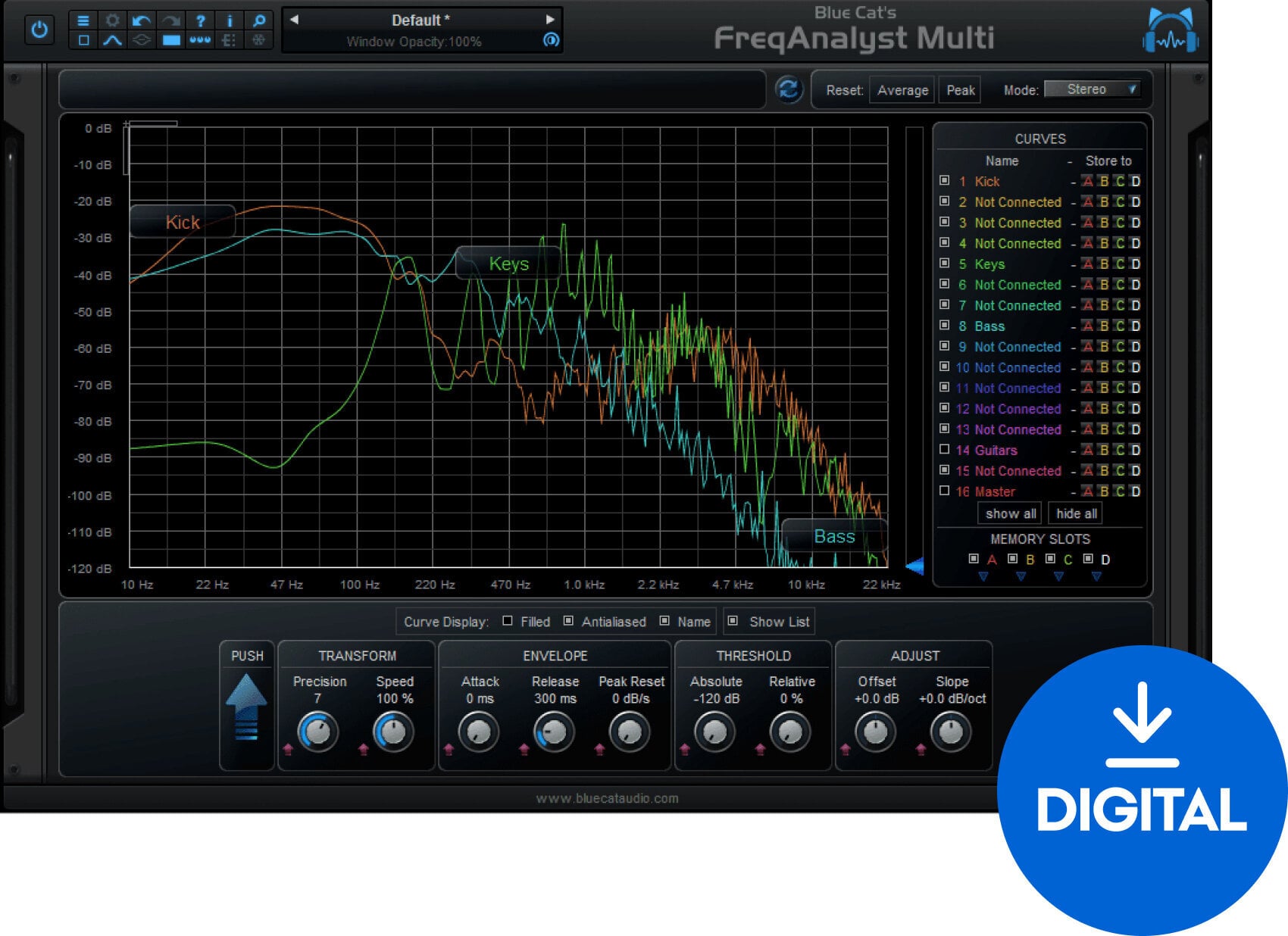 Plug-in de software para processadores FX Blue Cat Audio FreqAnalystMulti (Produto digital)