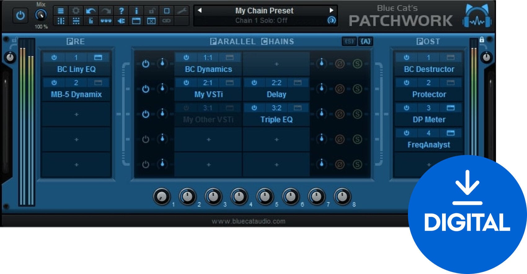 FX-prosessori-ohjelmistolisäosa Blue Cat Audio Patchwork (Digitaalinen tuote)