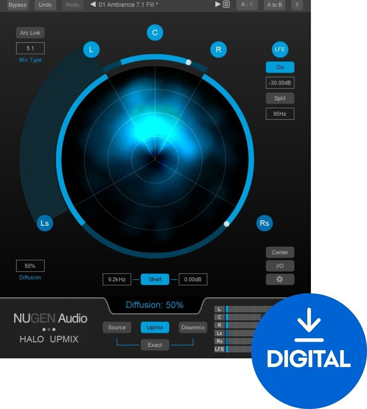 Studijski software plug-in efekt Nugen Audio Halo Upmix (Digitalni izdelek)