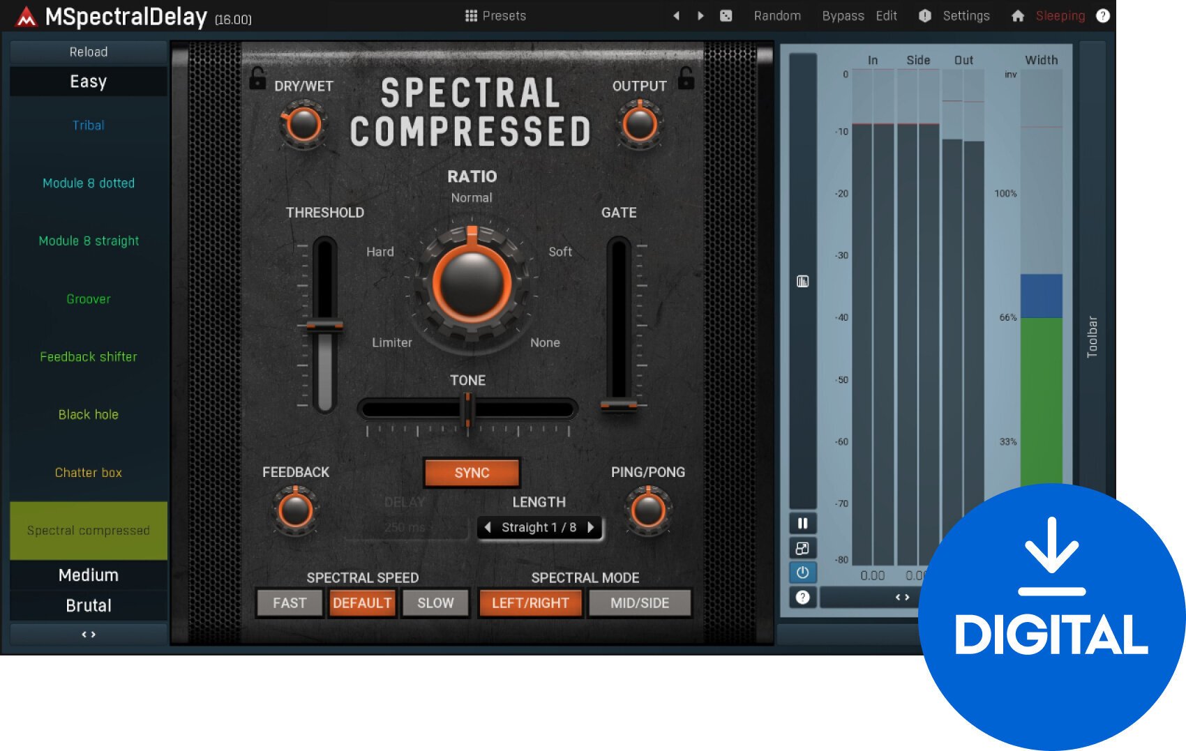 Procesador de efectos de complemento de software MELDA MSpectralDelay (Producto digital)