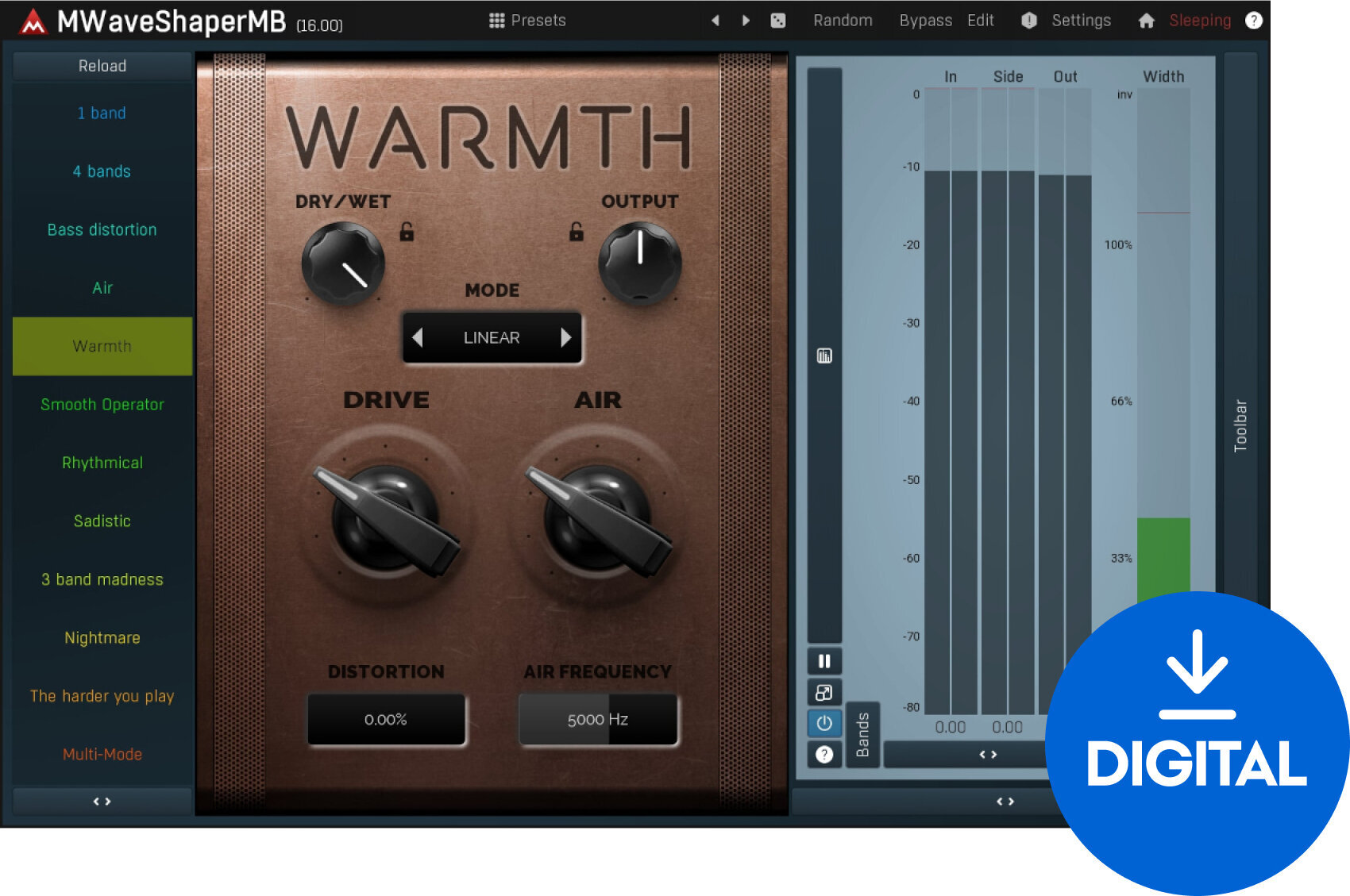 Virtuális effekt MELDA MWaveShaperMB (Digitális termék)