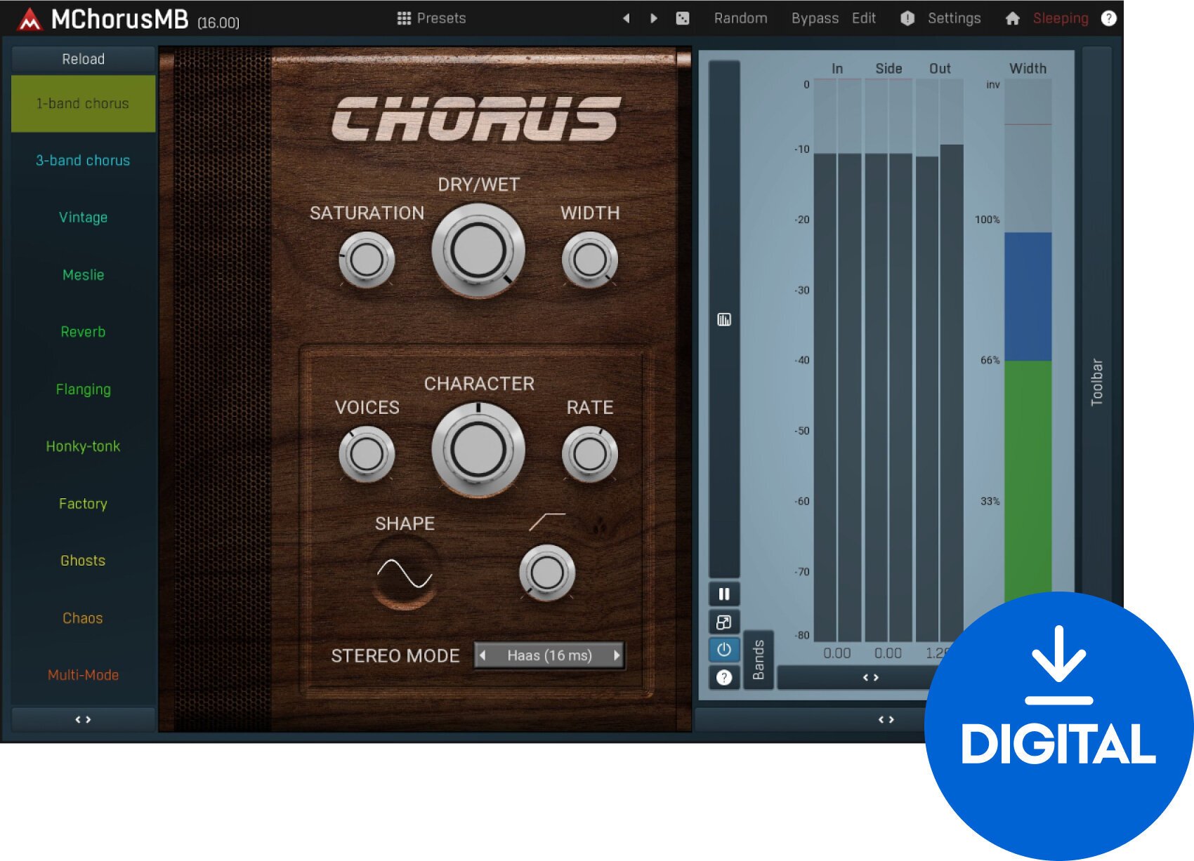 Procesador de efectos de complemento de software MELDA MChorusMB (Producto digital)