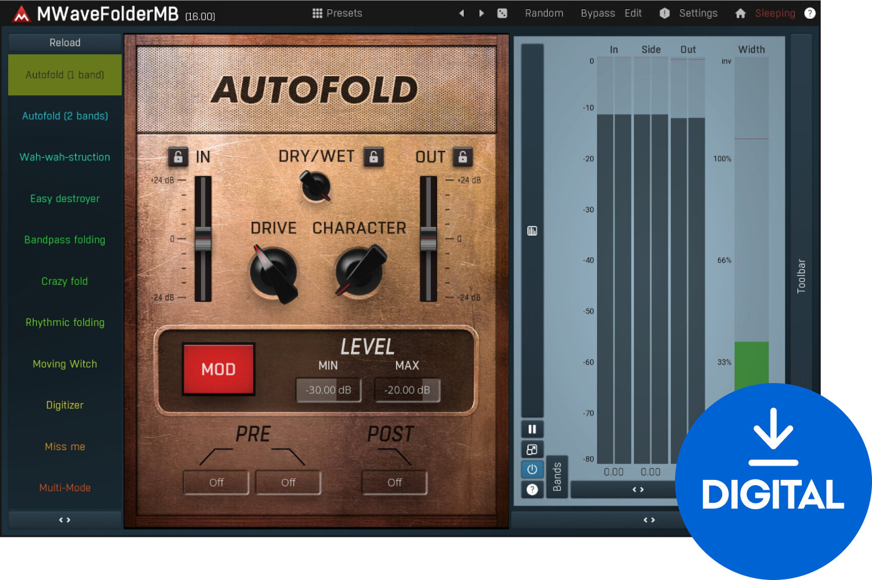 Software Plug-In FX Processor MELDA MWaveFolderMB (Digital product)