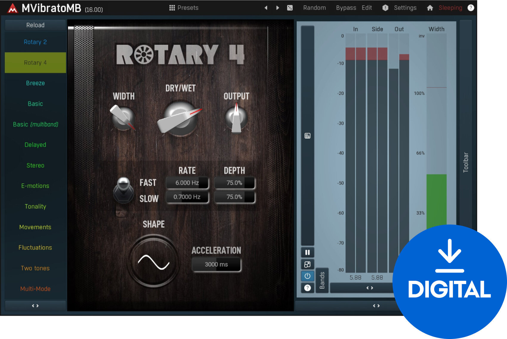 Studio-Effekt-Plugin MELDA MVibratoMB (Digitales Produkt)