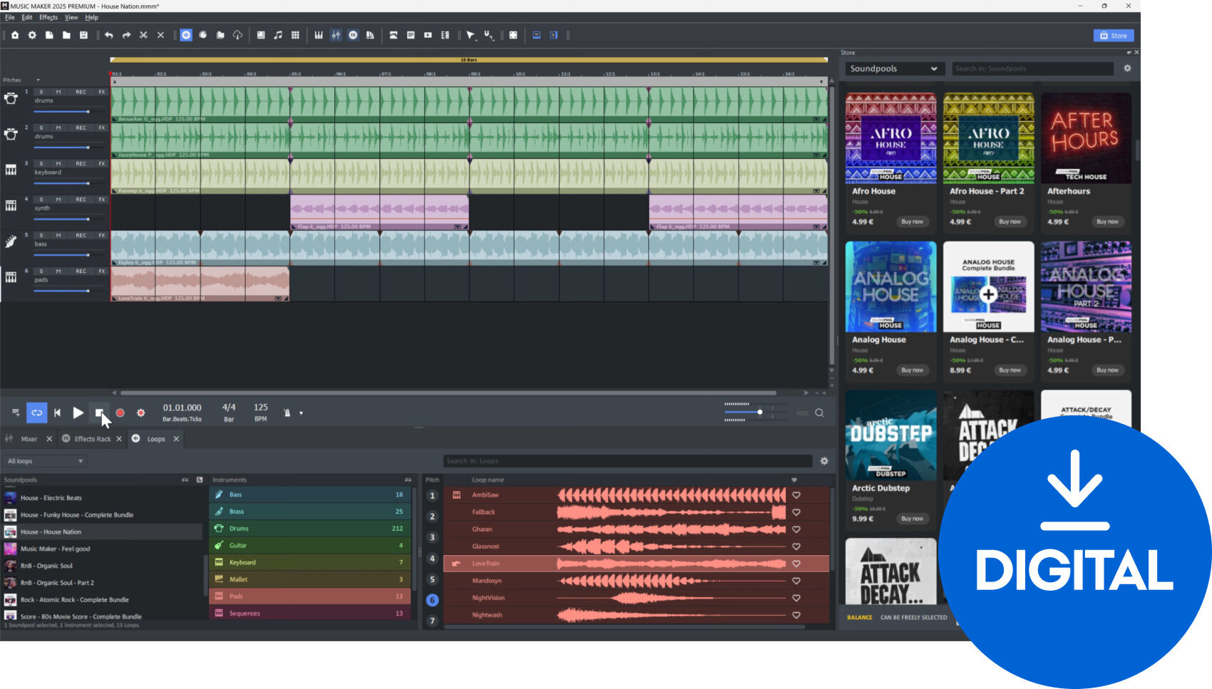 DAW-opnamesoftware MAGIX Music Maker 2025 Premium (Digitaal product)
