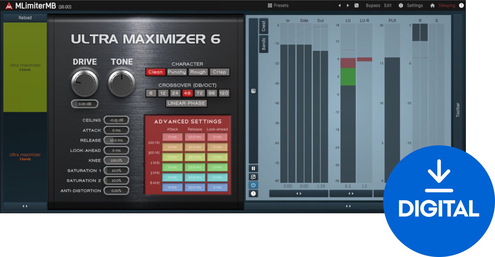 Studio software plug-in effect MELDA MLimiterMB (Digitaal product)