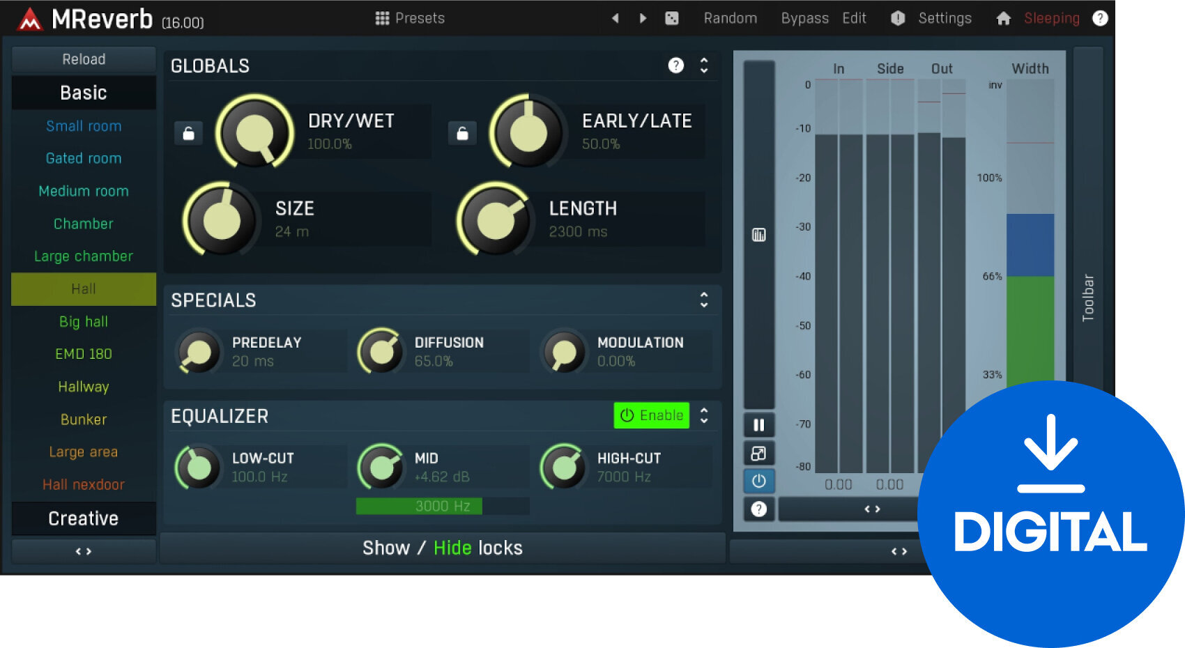 FX-processorer programvaruplugin MELDA MReverb (Digital produkt)