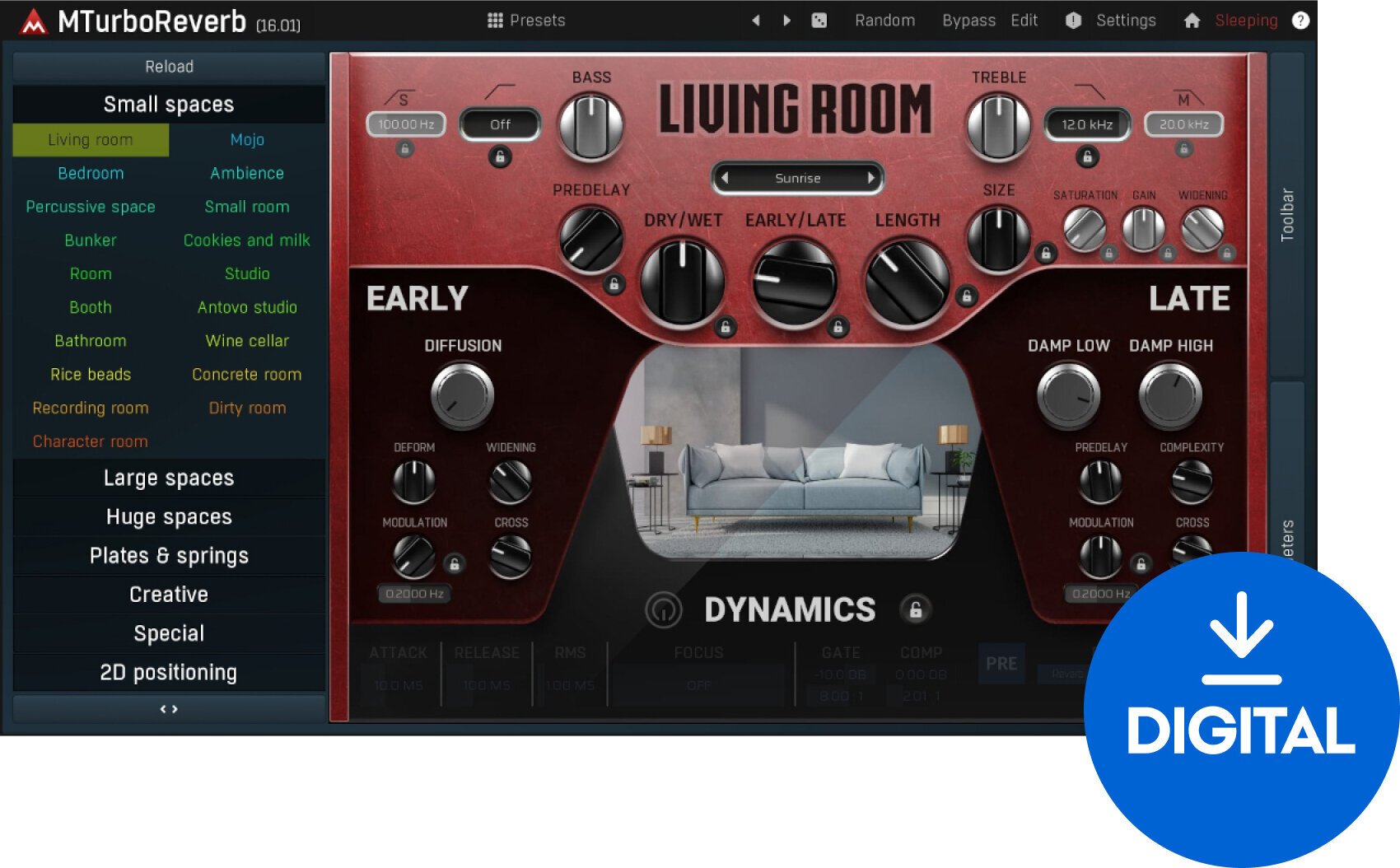 Programski Plug-In efekti MELDA MTurboReverb (Digitalni proizvod)