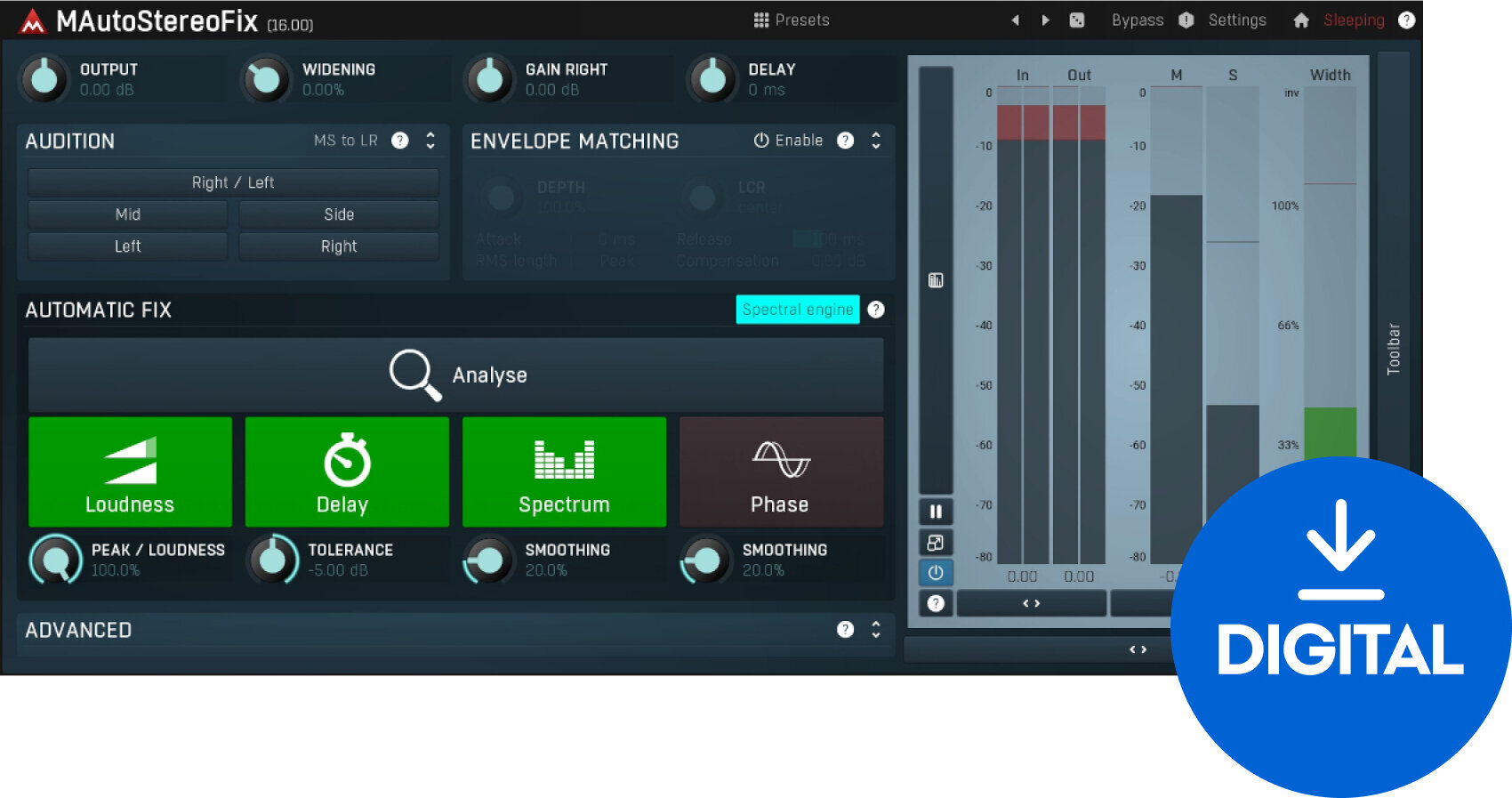 Software Plug-In FX Processor MELDA MAutoStereoFix (Digital product)
