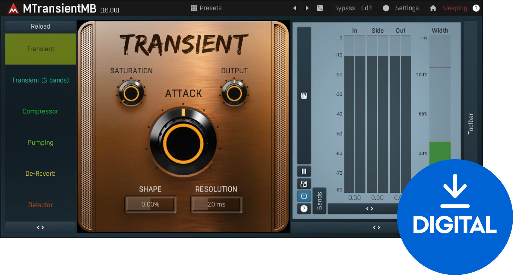 Software Plug-In FX Processor MELDA MTransientMB (Digital product)