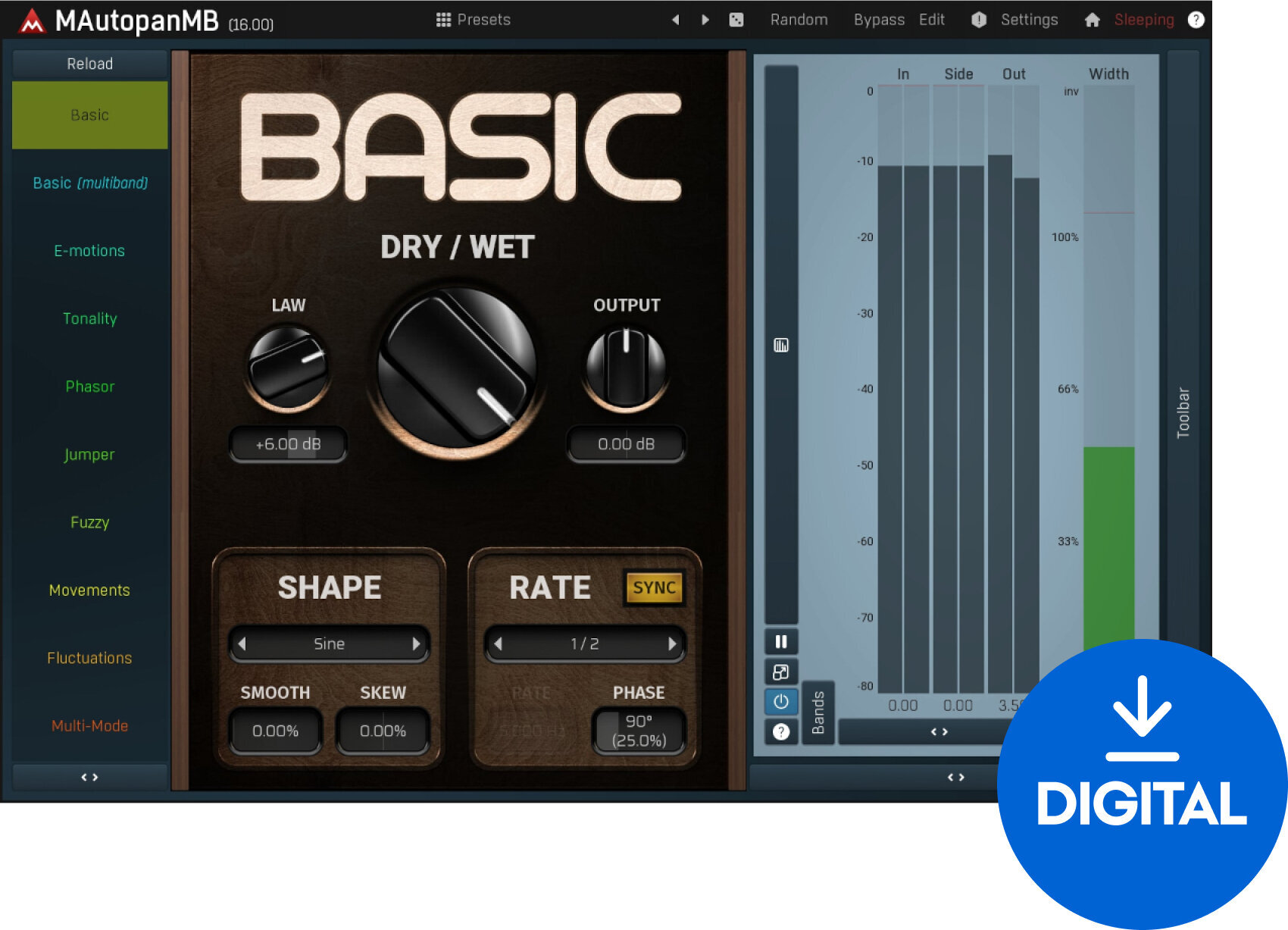 Procesador de efectos de complemento de software MELDA MAutopanMB (Producto digital)