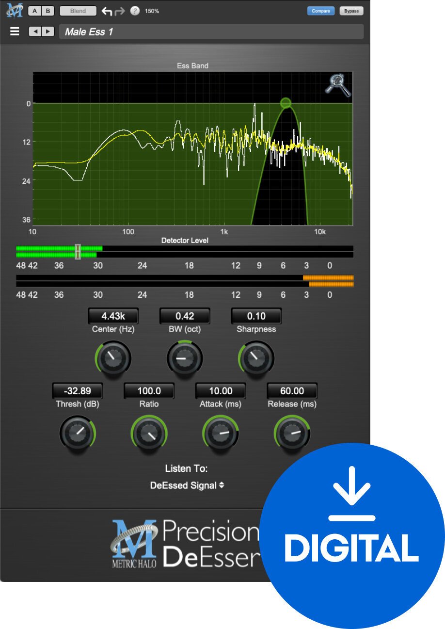 Štúdiový softwarový Plug-In efekt Metric Halo MH Precision DeEsser v4 (Digitálny produkt)