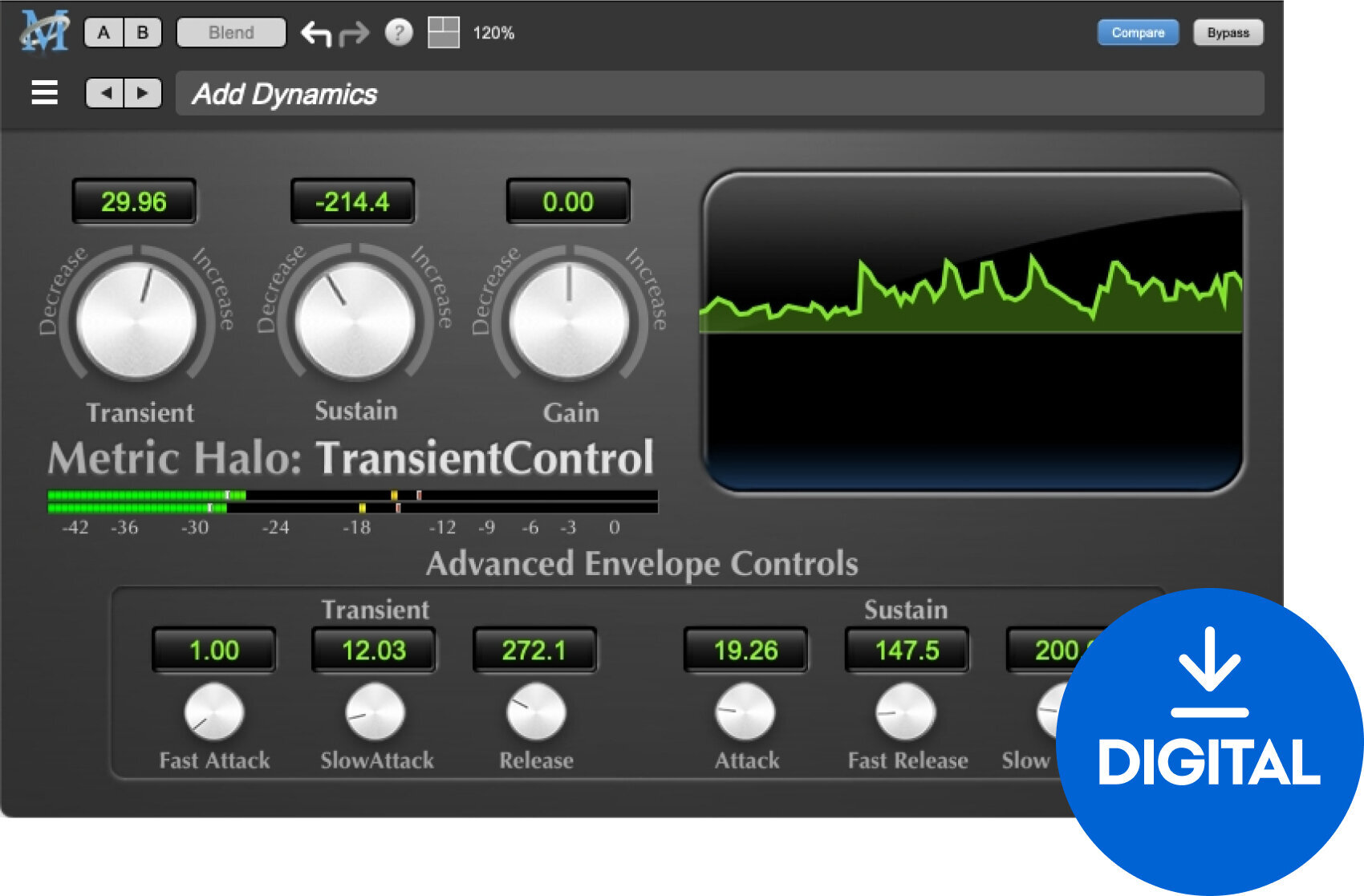 FX-prosessori-ohjelmistolisäosa Metric Halo MH TransientControl v4 (Digitaalinen tuote)