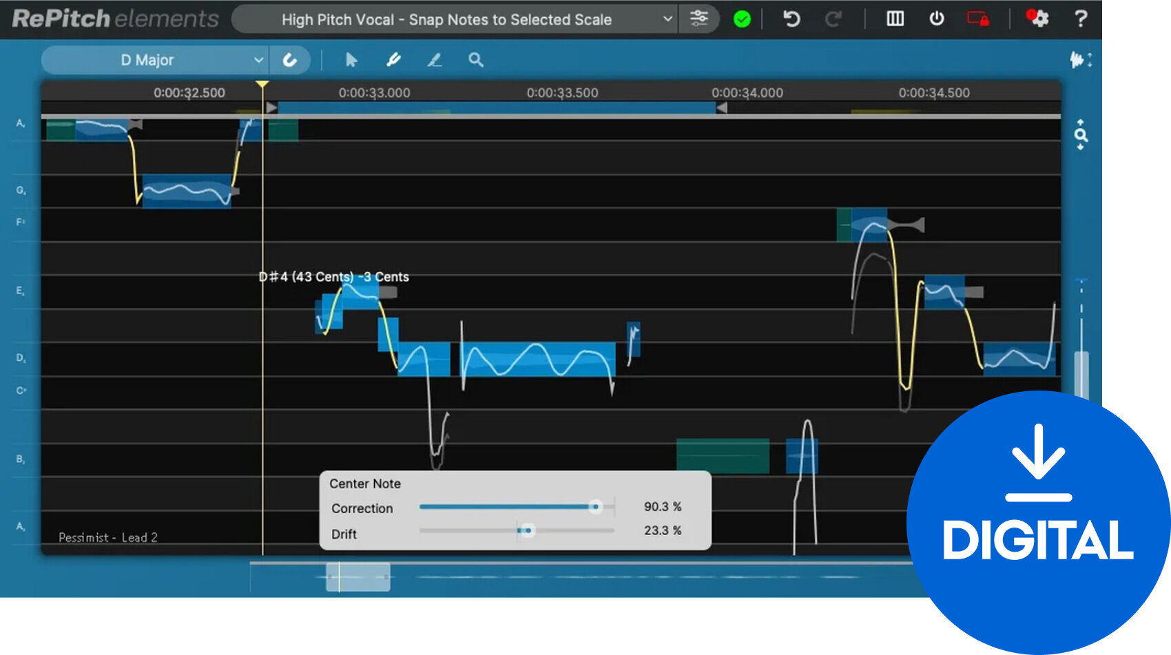 Plug-in de software para processadores FX Synchro Arts RePitch Elements (Produto digital)