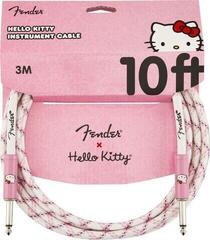 Câble d'instrument Fender Hello Kitty White/Pink Woven 3 m Droit - Droit Câble d'instrument