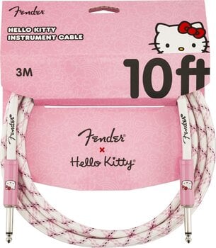 Hangszórókábel Fender Hello Kitty White/Pink Woven 3 m Egyenes - Egyenes Hangszórókábel - 1