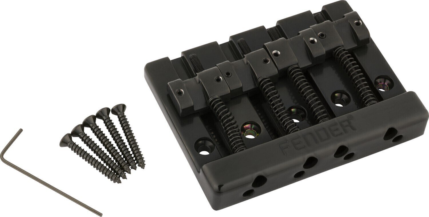Basszusgitár húrláb Fender HiMass 4-String Zinc Saddles Black Basszusgitár húrláb