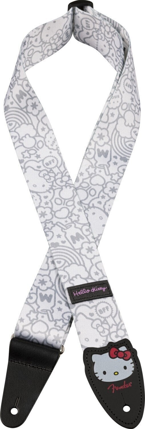 Correia têxtil para guitarra Fender Hello Kitty 2" Correia têxtil para guitarra White