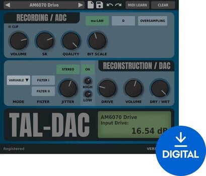 FX-prosessori-ohjelmistolisäosa TAL SOFTWARE DAC Bit Crusher (Digitaalinen tuote) - 1