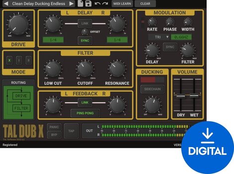 FX protsessori tarkvara pistikprogramm TAL SOFTWARE Dub-X Delay (Digitaalne toode) - 1