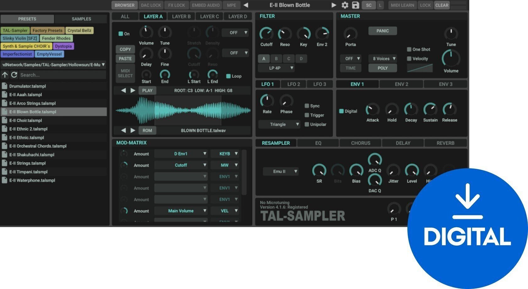 VST Instrument TAL SOFTWARE Sampler (Digitales Produkt)