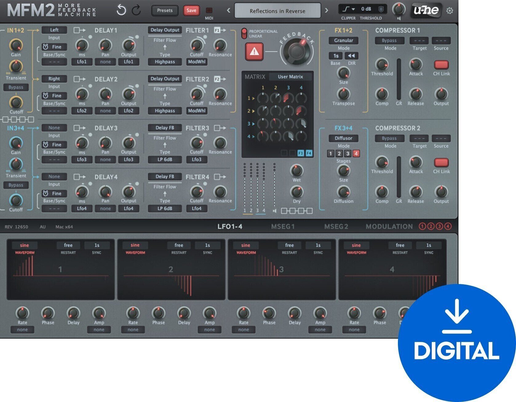 Virtuális effekt u-he Software MFM2 (Digitális termék)