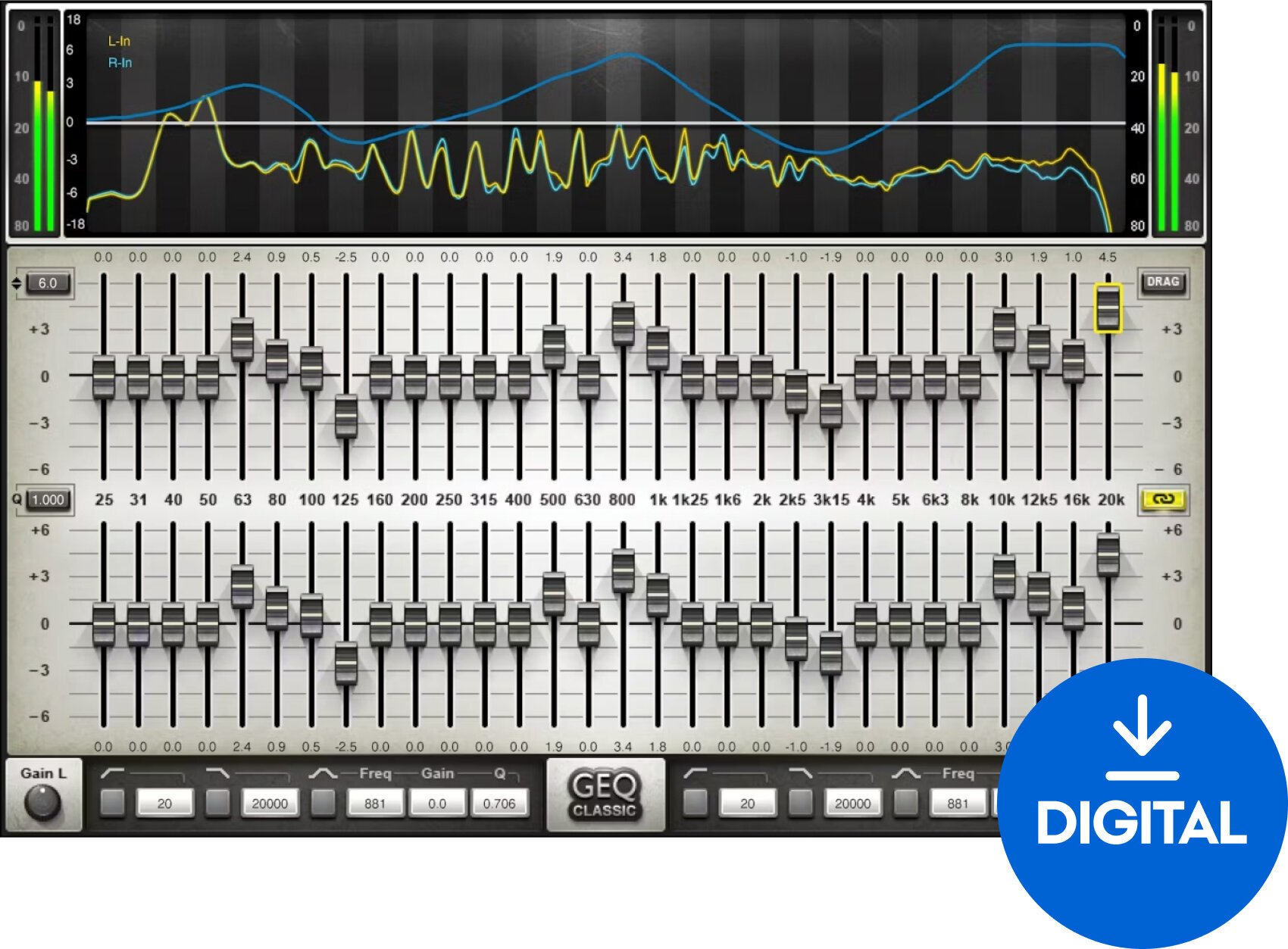FX protsessori tarkvara pistikprogramm Waves GEQ Graphic Equalizer (Digitaalne toode)