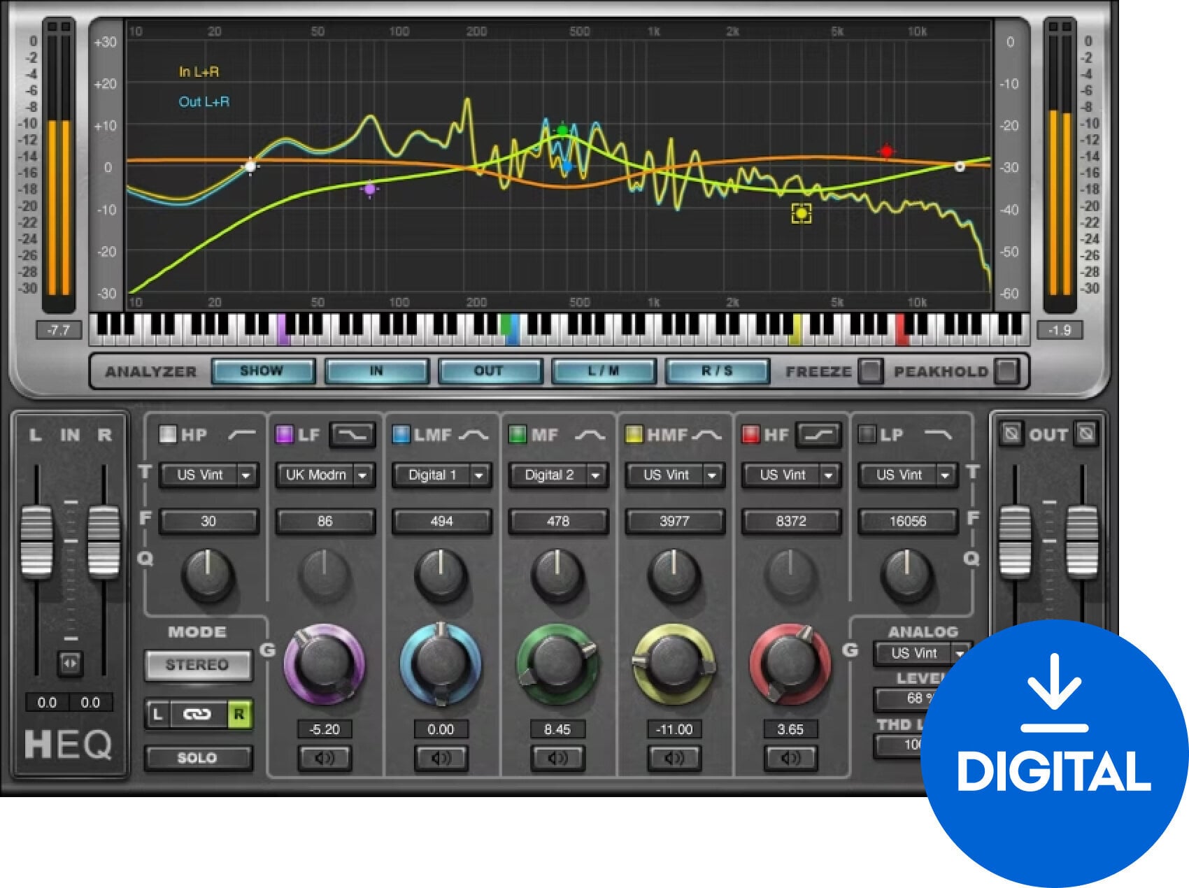 FX protsessori tarkvara pistikprogramm Waves H-EQ Hybrid Equalizer (Digitaalne toode)