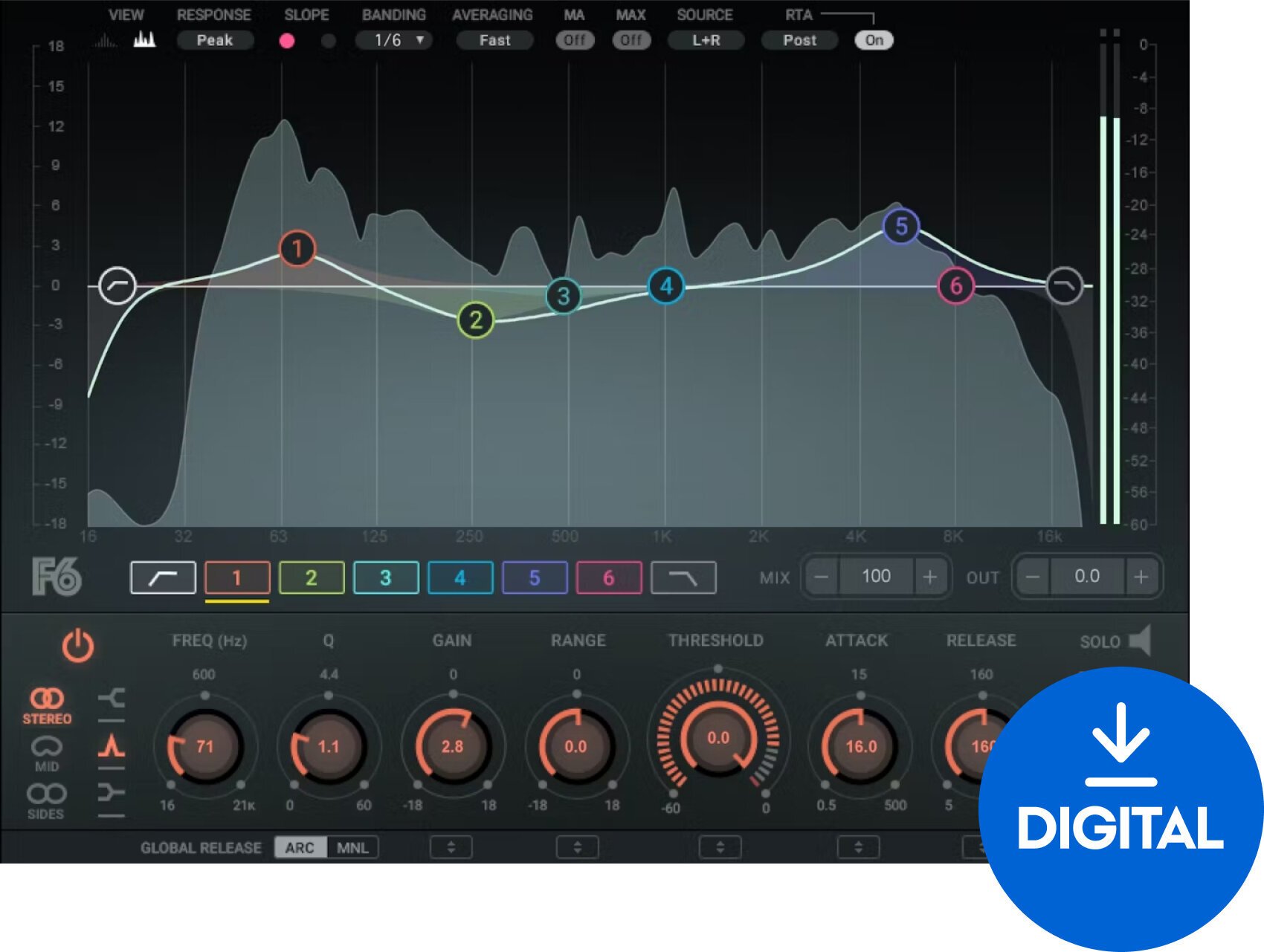 Studio-Effekt-Plugin Waves F6 Floating-Band Dynamic EQ (Digitales Produkt)