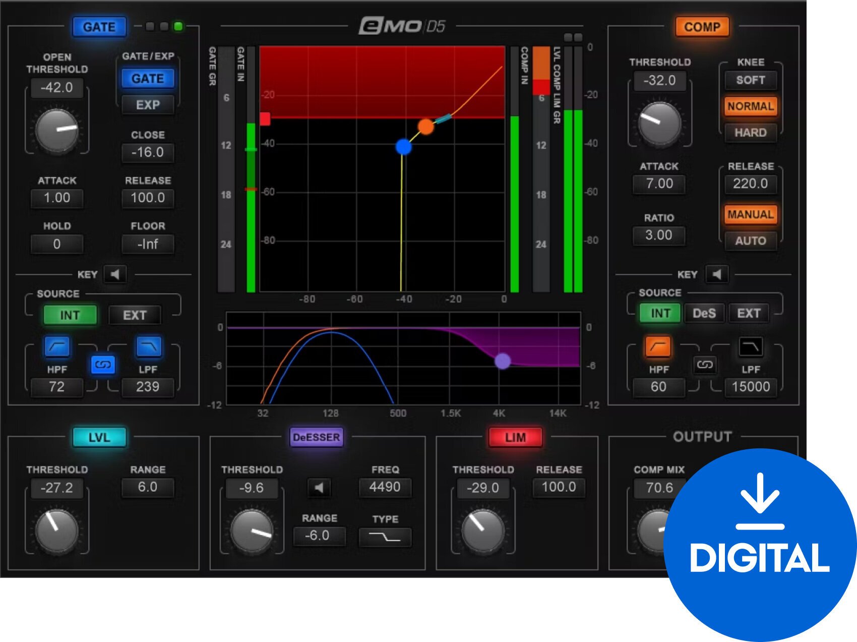 Software Plug-In FX Processor Waves eMo D5 Dynamics (Digital product)