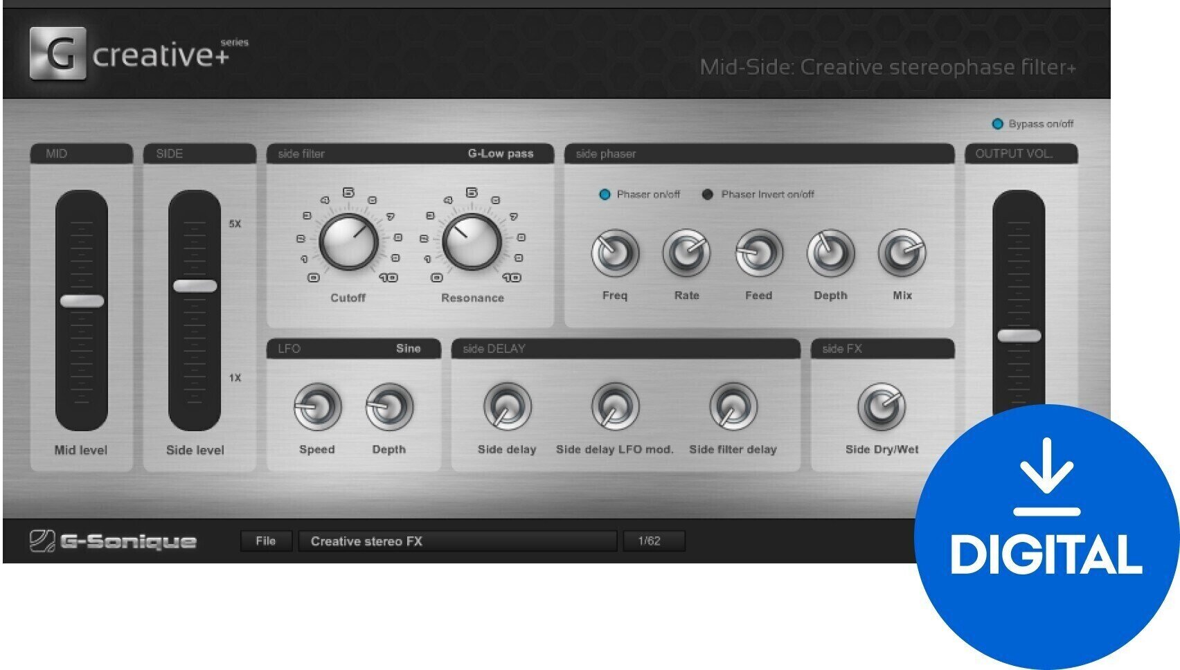 Oprogramowanie studyjne Plug-In efekt G-Sonique Mid-Side CSF+ (Produkt cyfrowy)
