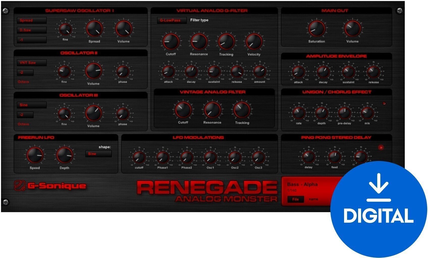Studiový softwarový Plug-In efekt G-Sonique Renegade (Digitální produkt)