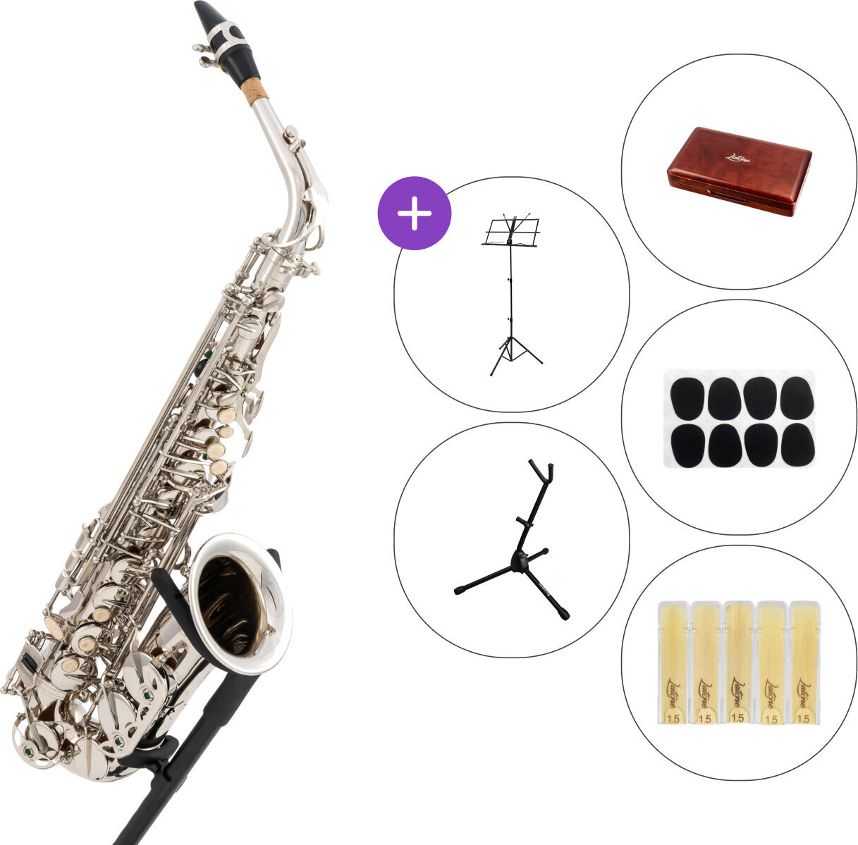 Alto saxofon Latone LAS 600 Silver Elegance SET Alto saxofon